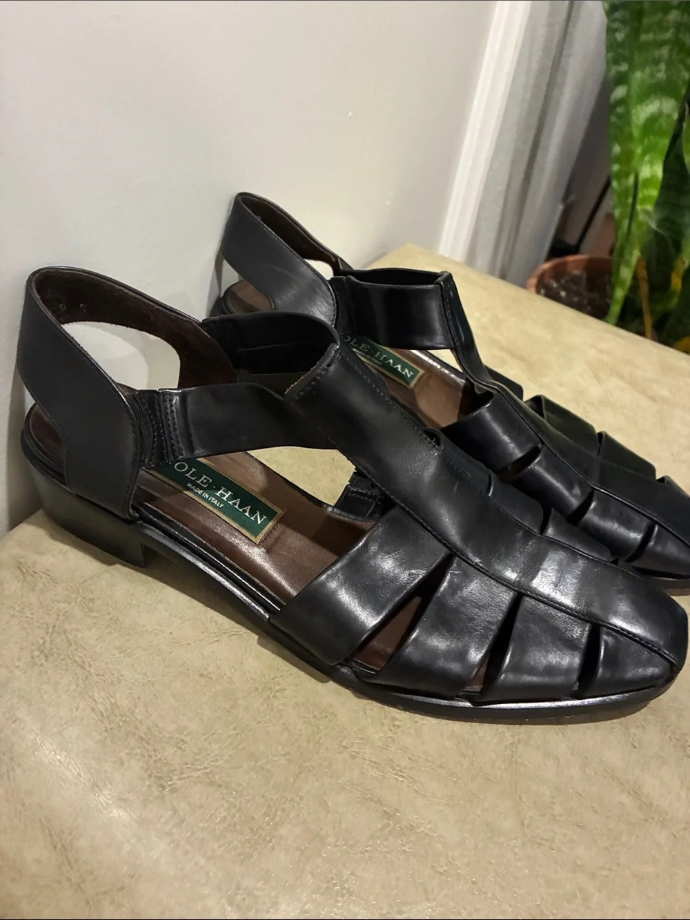 Cole Haan Black Leather Men's Strappy Fisherman Sandals